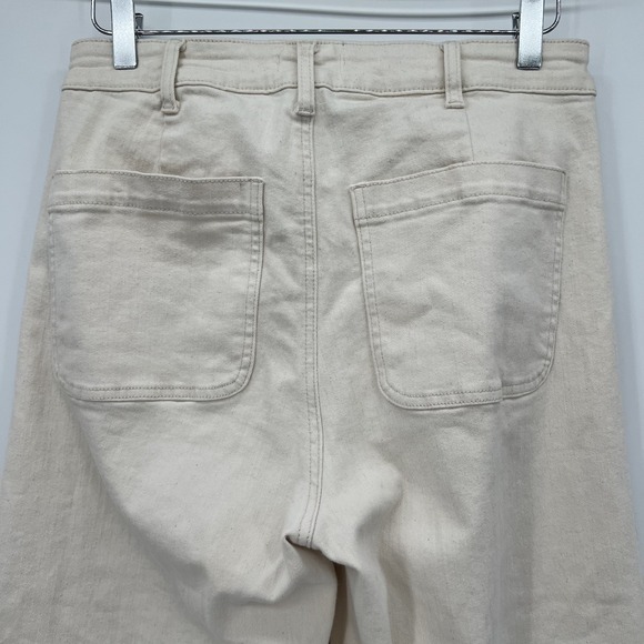 OAT New York High Rise Wide Leg Crop Pant Size 30 Stretch Cotton Natural Beige - Picture 6 of 12